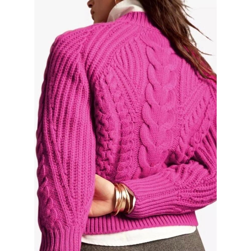 Banana Republic 100% Cashmere cable knit pink mockneck sweater size S. GUC - Picture 6 of 7